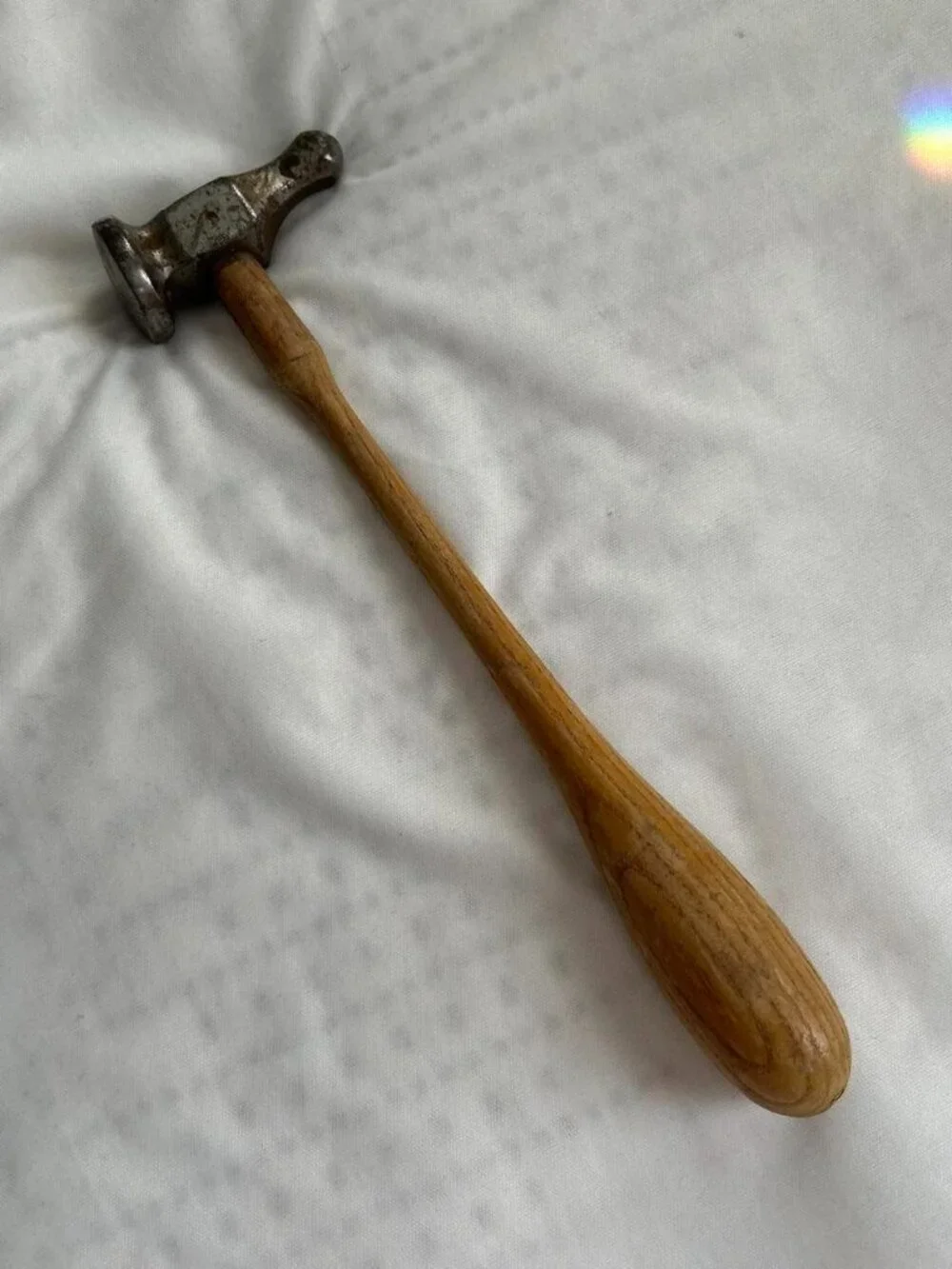Vintage Small Ball Peen Steel Hammer with Wooden Handle, Possibly Craftsman